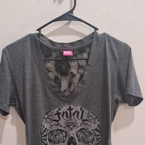 Fate Gray Graphic Skull Tee Short Sleeve